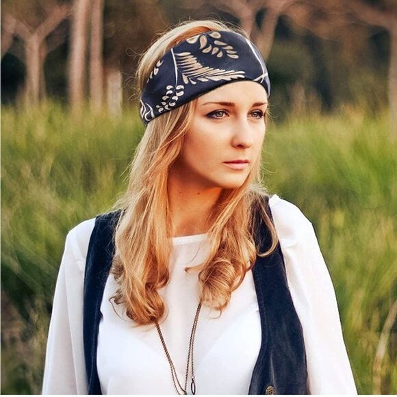 Navy Blue Silky Scarf  main image 5